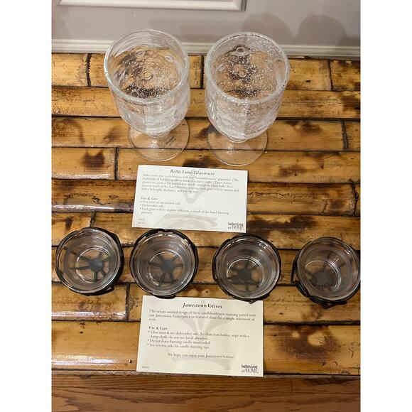 Lot of Southern Living at Home 2 Bella Luna Glasses 4 Jamestown Votive Holders + - Picture 2 of 9